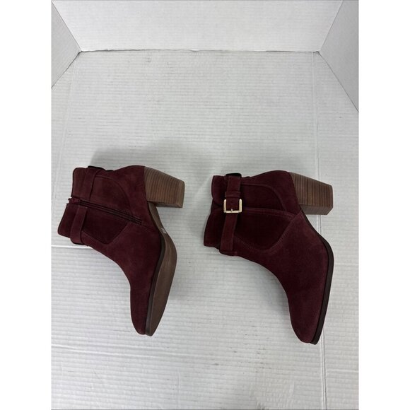 Diba Sleek Bootie Boot Women's 8M Burgundy Suede Stacked Heel NWOB 9336 - Picture 8 of 14